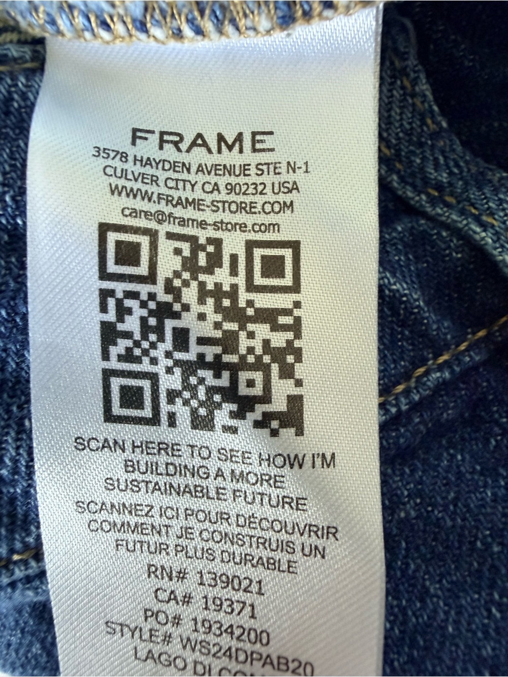 FRAME 70s Seamed Cuffed Crop Straight Leg Jeans Lago Di Como 30 medium dark blue - Picture 6 of 16